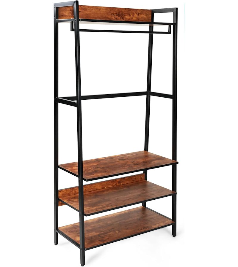 Vestidor metal madera 3 baldas y barra
